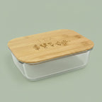 Brotdose aus Glas mit Bambusdeckel inkl. Gravur