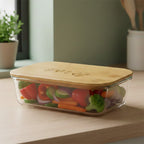 Brotdose aus Glas mit Bambusdeckel inkl. Gravur