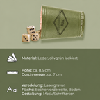 Würfelbecher Olivegruen - Inkl. 5 Würfel | Wunsch-Gravur mit Name & Motiv