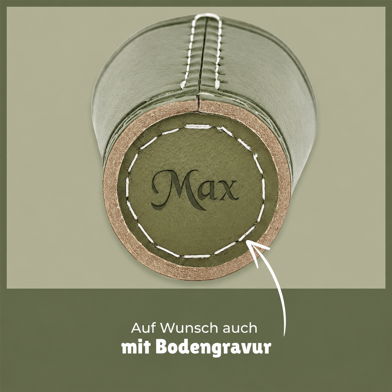 Würfelbecher Olivegruen - Inkl. 5 Würfel | Wunsch-Gravur mit Name & Motiv
