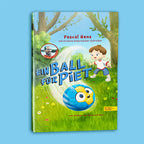 Kinderbuch mit farbenfroher Illustration, kombiniert mit einem bunten Knautschball aus Papier und Kunststoff als persönliches Geschenk für Kinder.