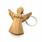 Olivenholz ENGEL mit Gravur | Schutzengel Schlüsselanhänger