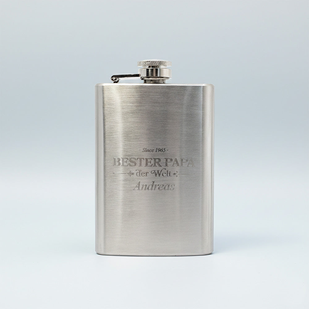 Flachmann "Bester Papa der Welt" | mit Gravur | Edelstahl