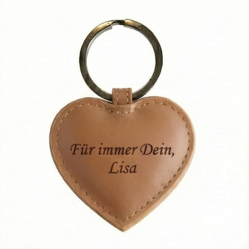 Leder HERZ Schlüsselanhänger mit Gravur | Braun | kostbar & liebevoll
