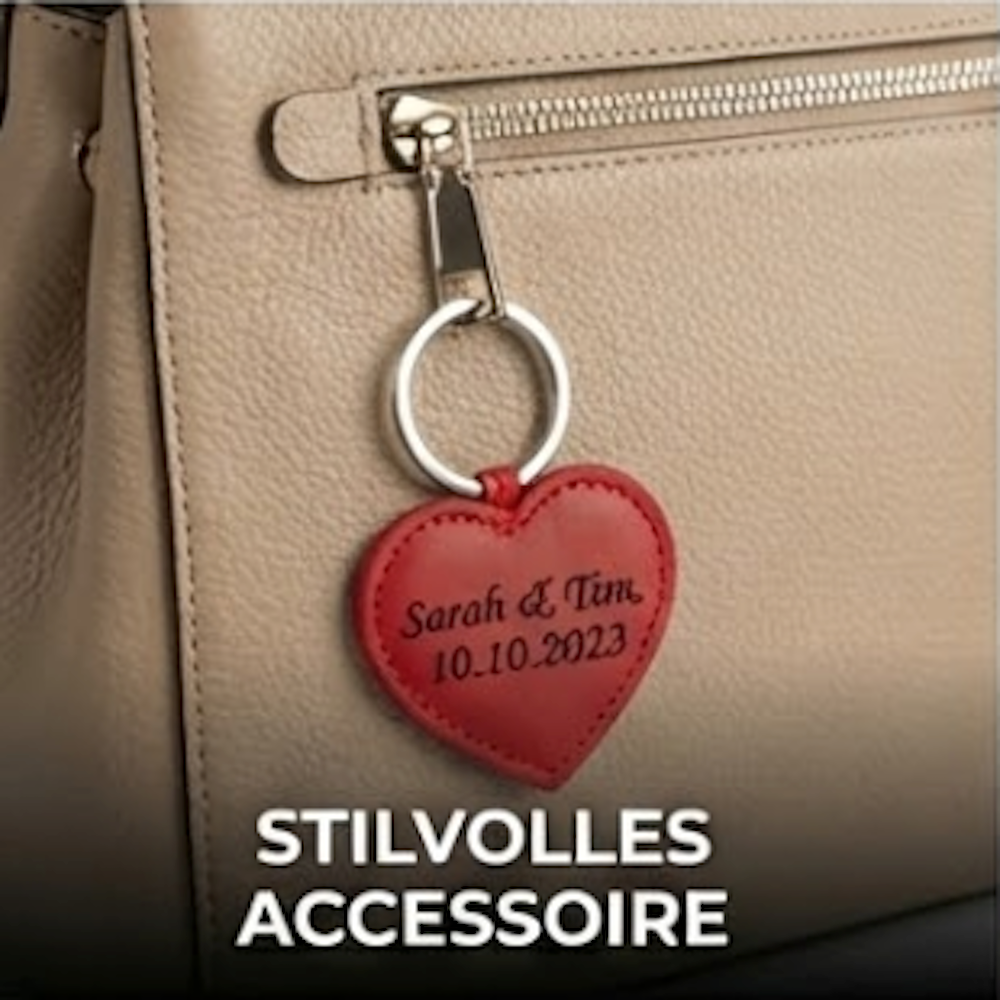 Leder HERZ Schlüsselanhänger mit Gravur | Rot | kostbar & liebevoll