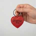 Leder HERZ Schlüsselanhänger mit Gravur | Rot | kostbar & liebevoll