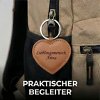 Leder HERZ Schlüsselanhänger mit Gravur | Braun | kostbar & liebevoll