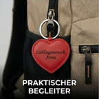 Leder HERZ Schlüsselanhänger mit Gravur | Rot | kostbar & liebevoll