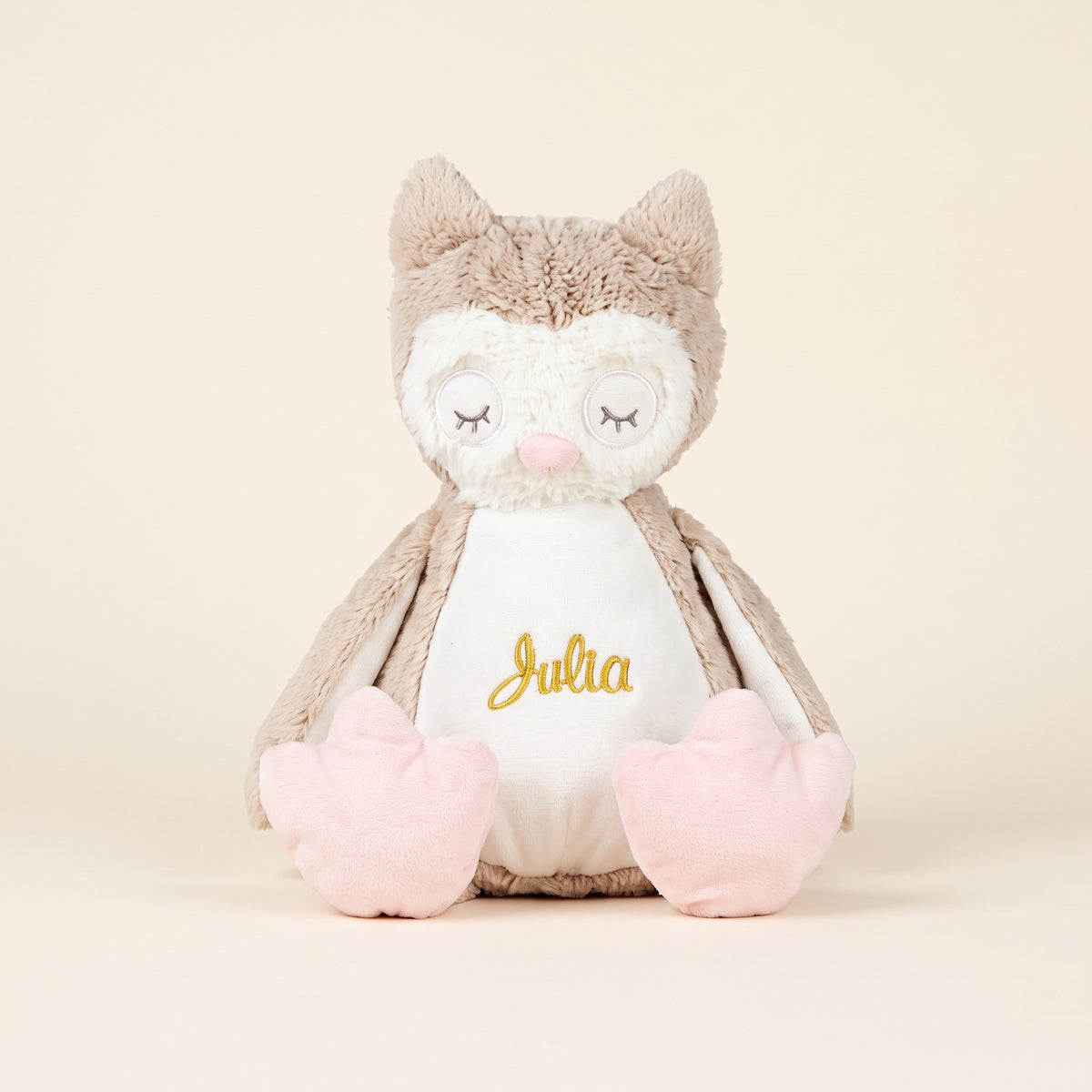 Kuscheltier mit Namen bestickt | Plüsch-Eule als Weihnachtsgeschenk