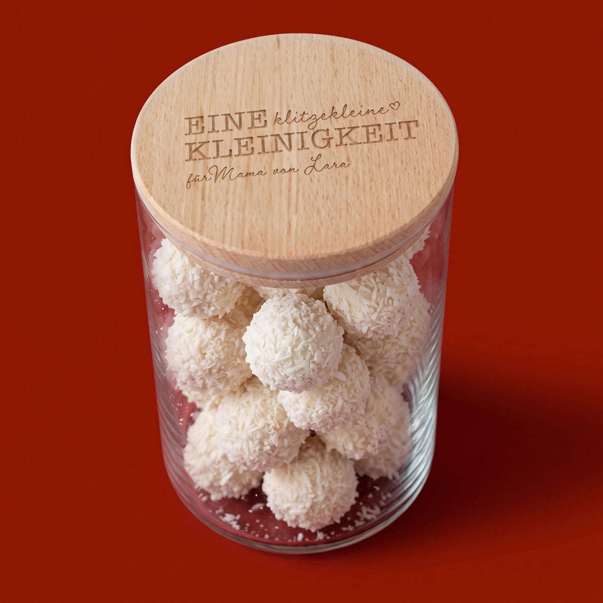 Personalisierte Keksglas mit Gravur | Weihnachtsgeschenk Holzdeckel