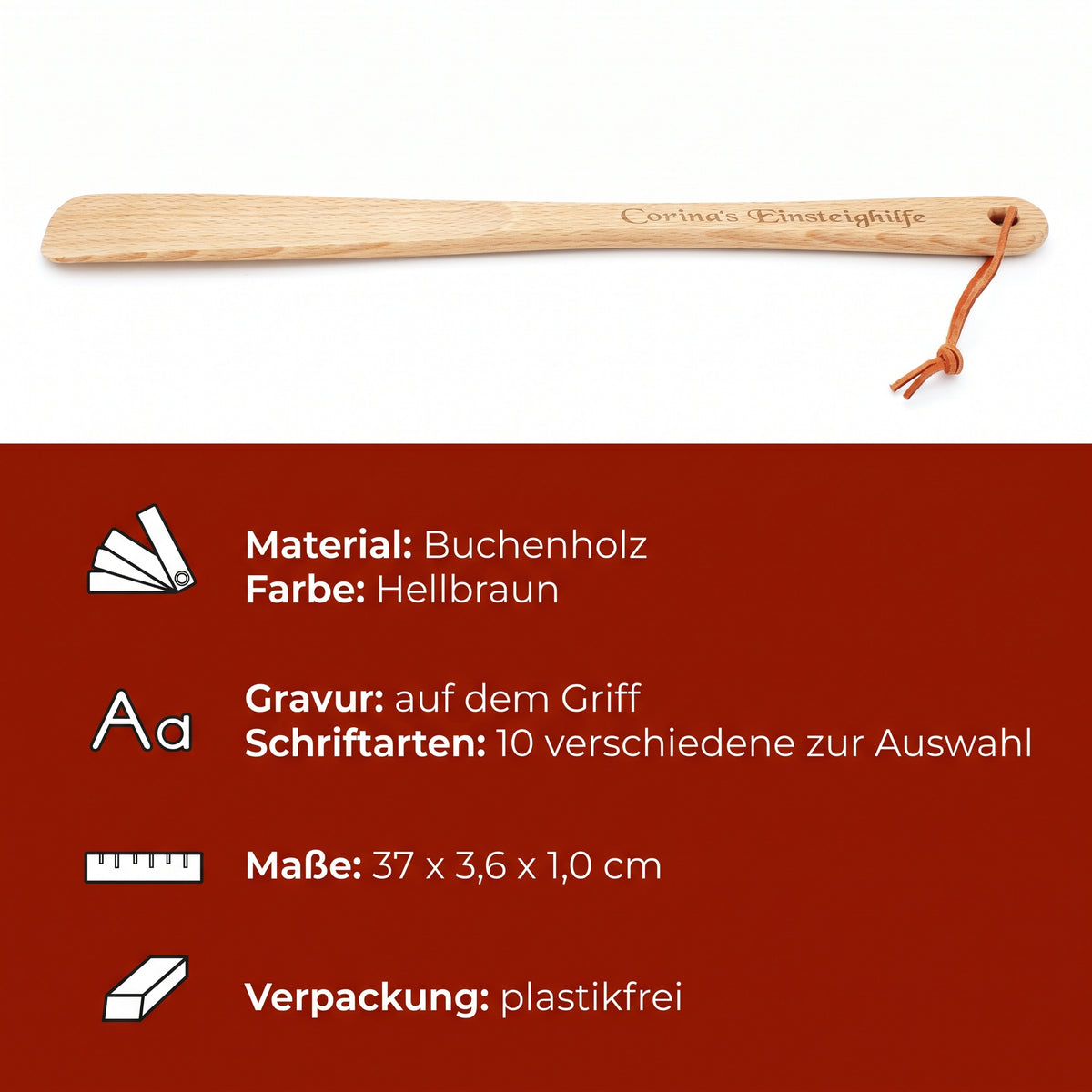 Schuhlöffel mit Gravur | Individuell mit Namen oder Text | Zu Nikolaus