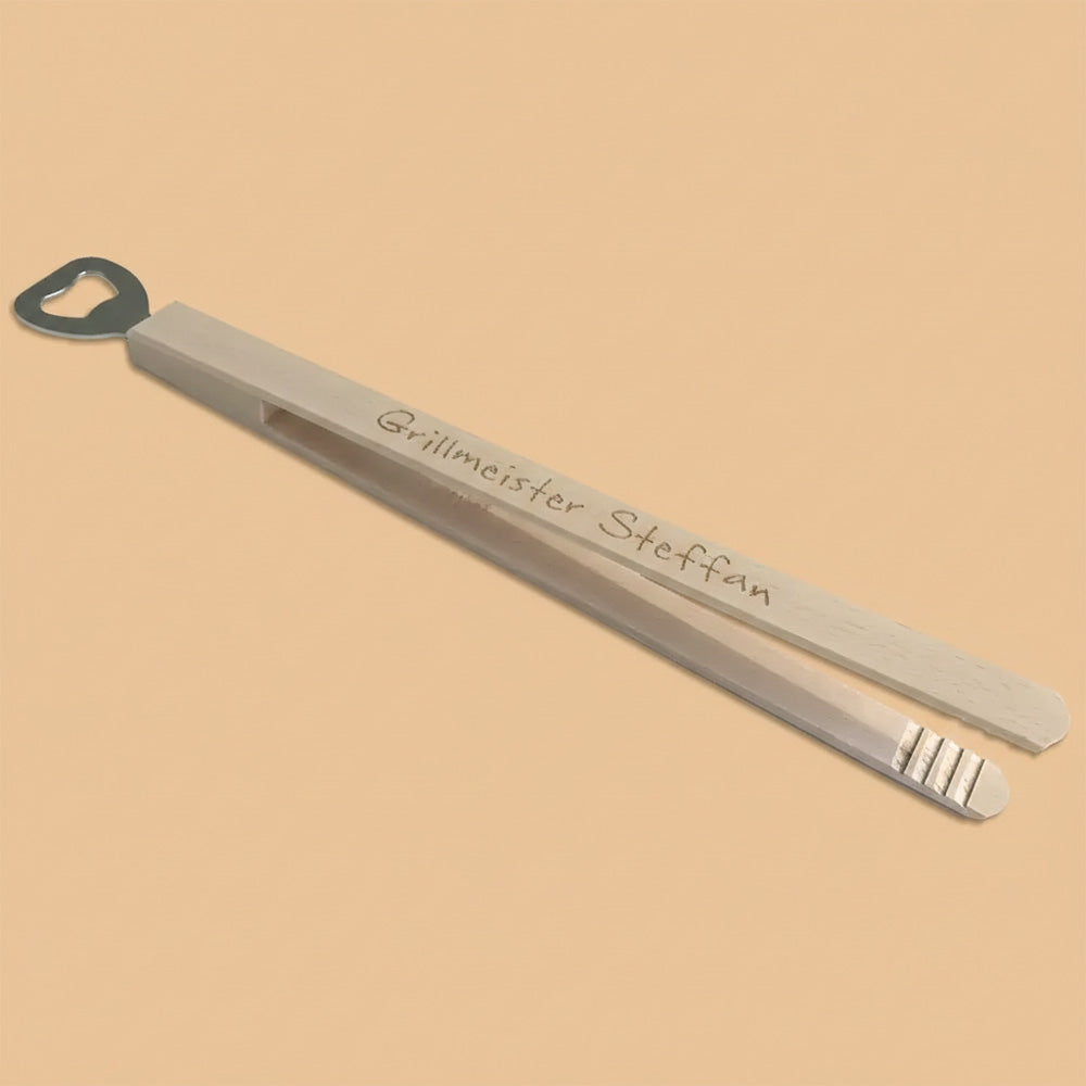 Grillzange mit Flaschenöffner inklusive Gravur