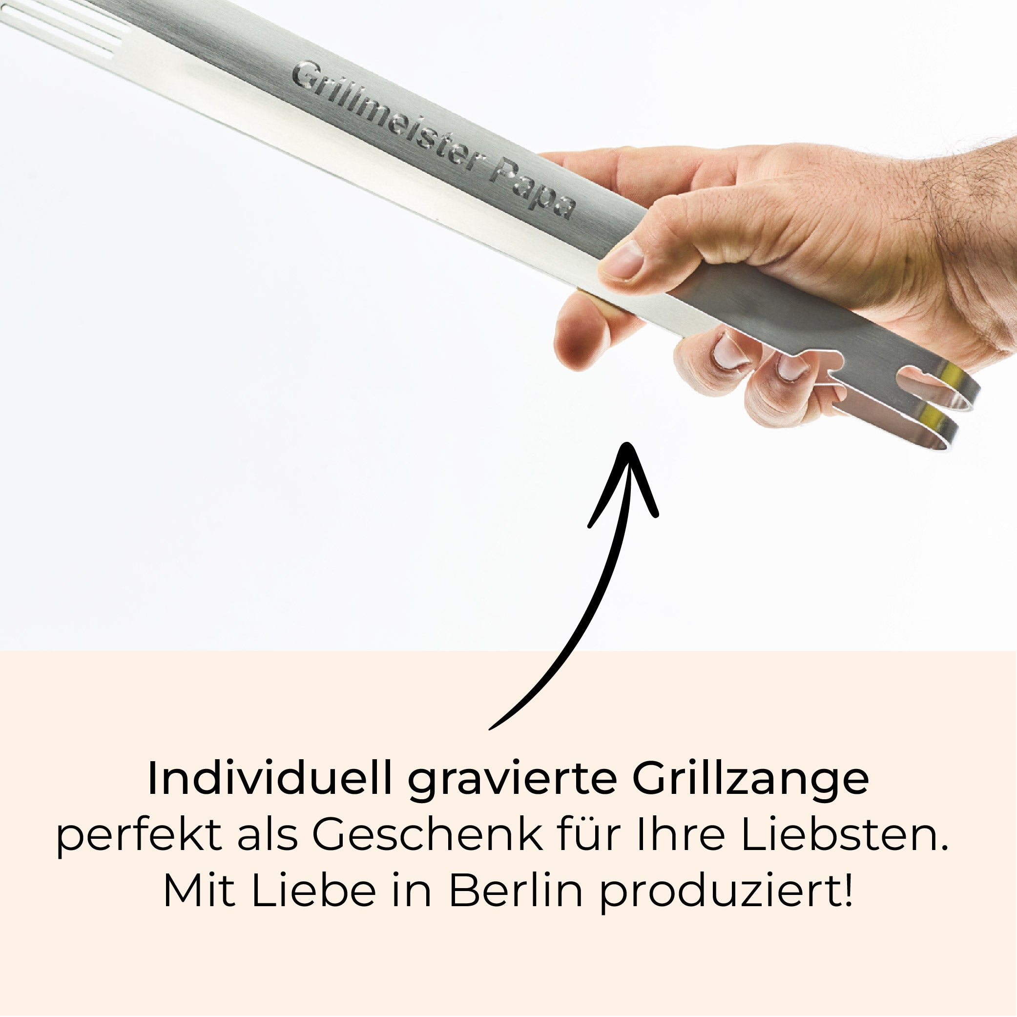 Grillzange mit Gravur - edelstahl/rostfrei/mit/Text/gravieren