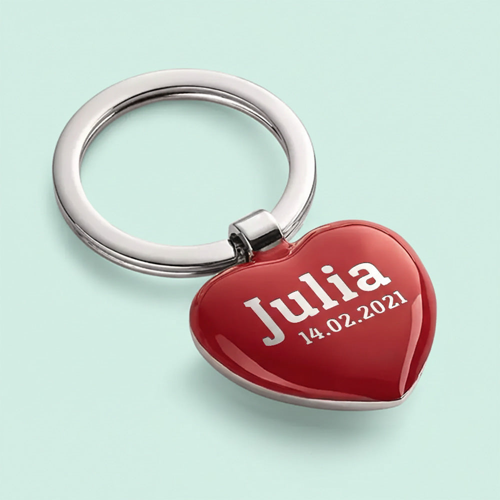 Herz-Schlüsselanhänger mit Gravur | Personalisiert mit Namen