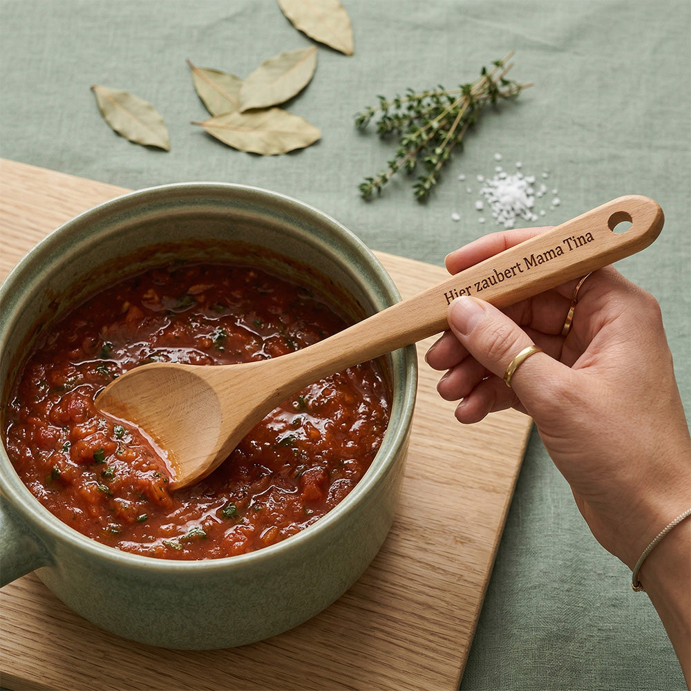 Kochlöffel aus Kirschholz I mit persönlicher Gravur I Sinnvolles Muttertagsgeschenk