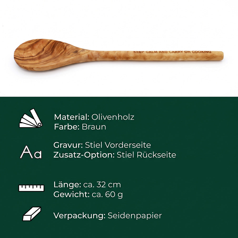 Kochlöffel aus Olivenholz mit Gravur | Weihnachtsgeschenk