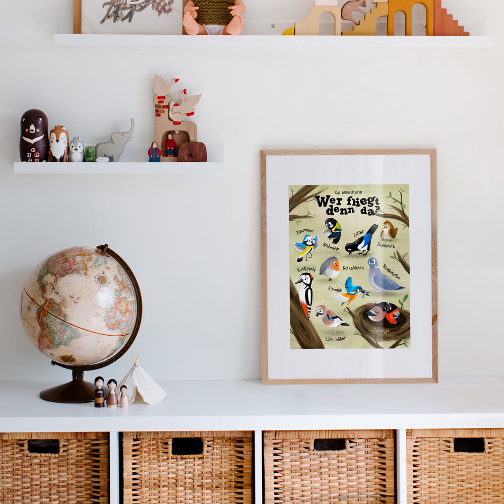 Interaktives Rubbelposter "Wer fliegt denn da?" - Einheimische Vögel - DIN A3