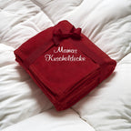 Personalisierte Kuschel-Decke mit Namen | in rot, grün, bordeaux, beige
