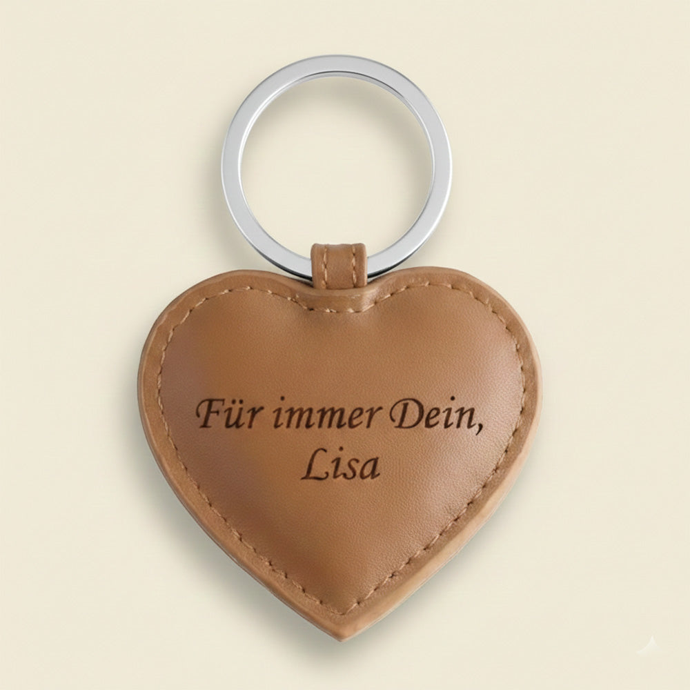 Leder HERZ Schlüsselanhänger mit Gravur | Braun | kostbar & liebevoll