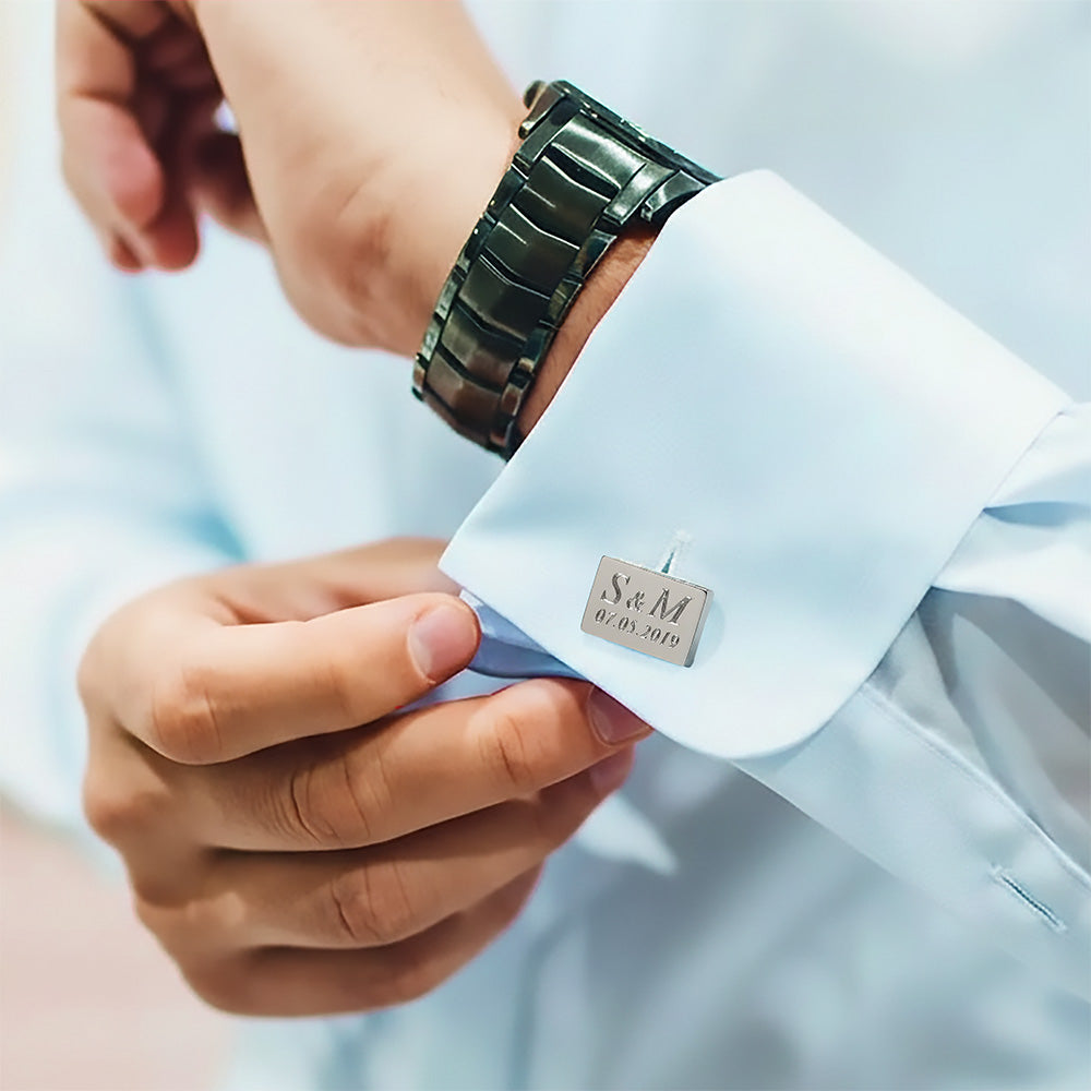 Manschettenknöpfe personalisiert mit Gravur I ECKIG