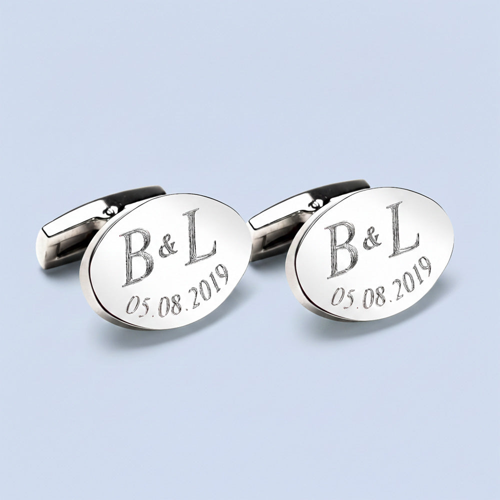 Personalisierte Manschettenknöpfe mit Gravur | OVAL