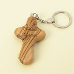 Olivenholz KREUZ mit Gravur | Schlüsselanhänger