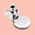 Polierter Edelstahl-Schutzengel mit Diamantgravur als Parkscheinhalter, persönliche Geschenkidee zum Muttertag in Silber.