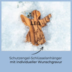 Schutzengel Schlüsselanhänger aus Olivenholz mit Gravur | Weihnachtsgeschenk
