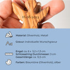 Schutzengel Schlüsselanhänger aus Olivenholz mit Gravur | Weihnachtsgeschenk