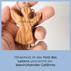 Schutzengel Schlüsselanhänger aus Olivenholz mit Gravur | Weihnachtsgeschenk