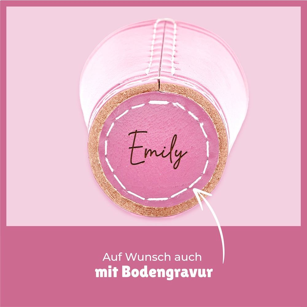 Würfelbecher Pink - Inkl. 5 Würfel | Wunsch-Gravur mit Name & Motiv