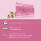 Würfelbecher Pink - Inkl. 5 Würfel | Wunsch-Gravur mit Name & Motiv