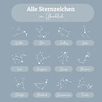 Kettenanhänger mit Sternzeichengravur Übersicht grafisch von den Sternzeichen und Motiven