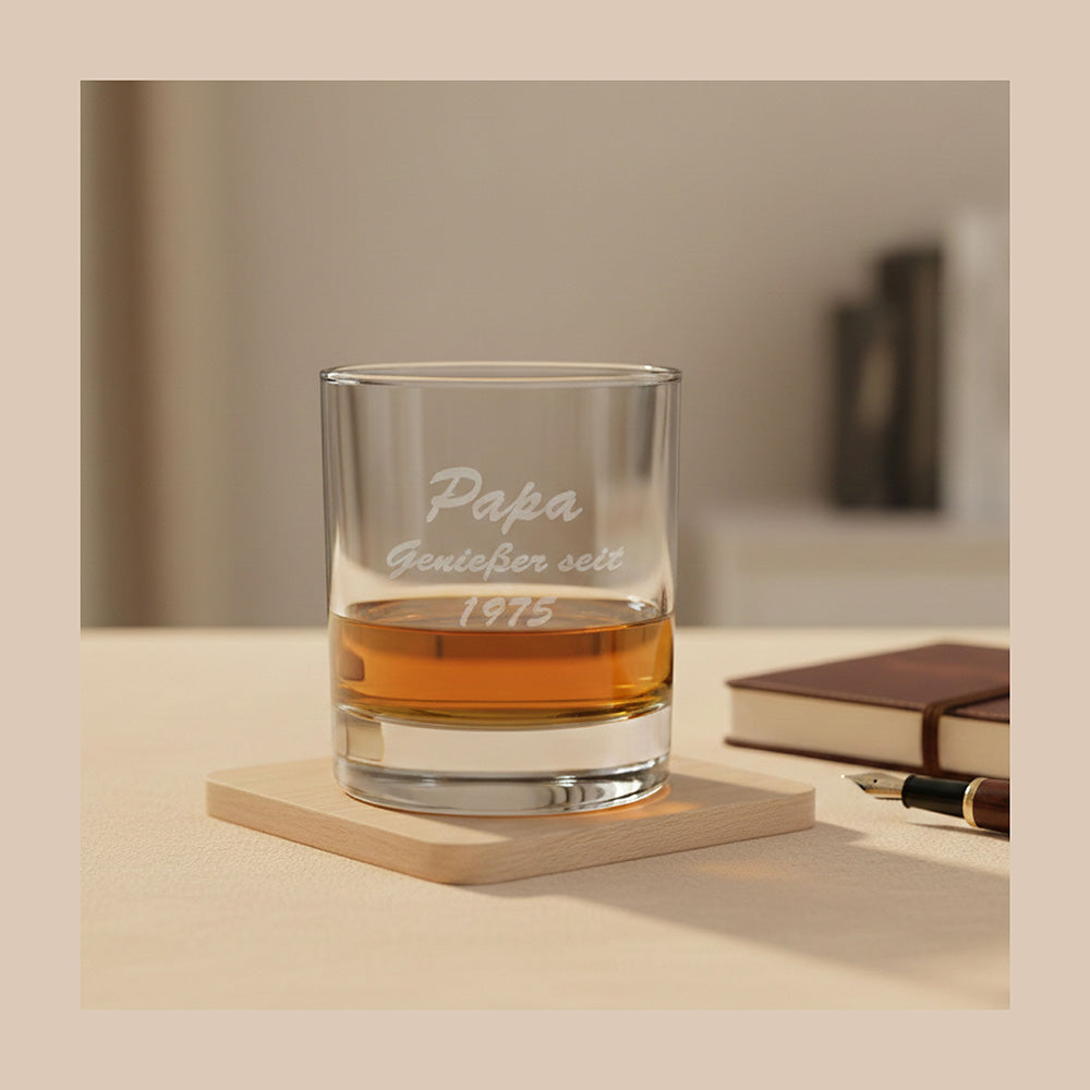 Whiskyglas mit Laser-Gravur (Wunschtext /Name)