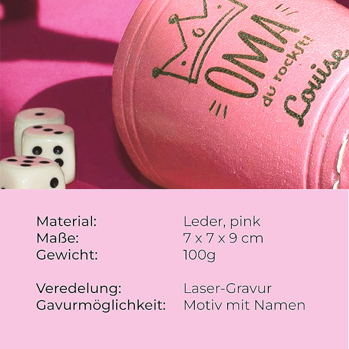 Würfelbecher - Allerbeste Oma- Inkl. 5 Würfel | Wunsch-Gravur mit Text &  Motiv