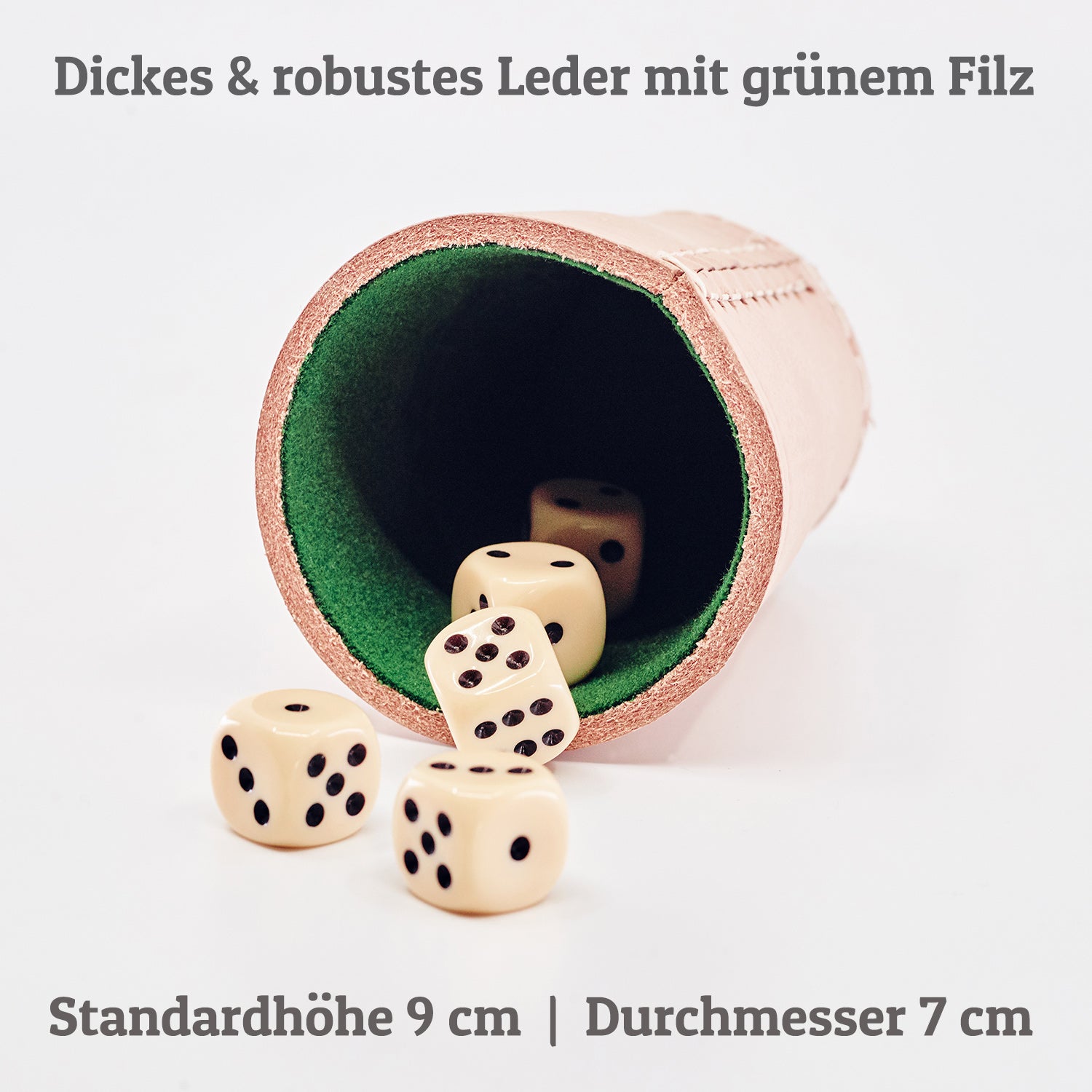 Würfelbecher mit Filz - Inkl. 5 Würfel | Wunsch-Gravur mit Name & Motiv