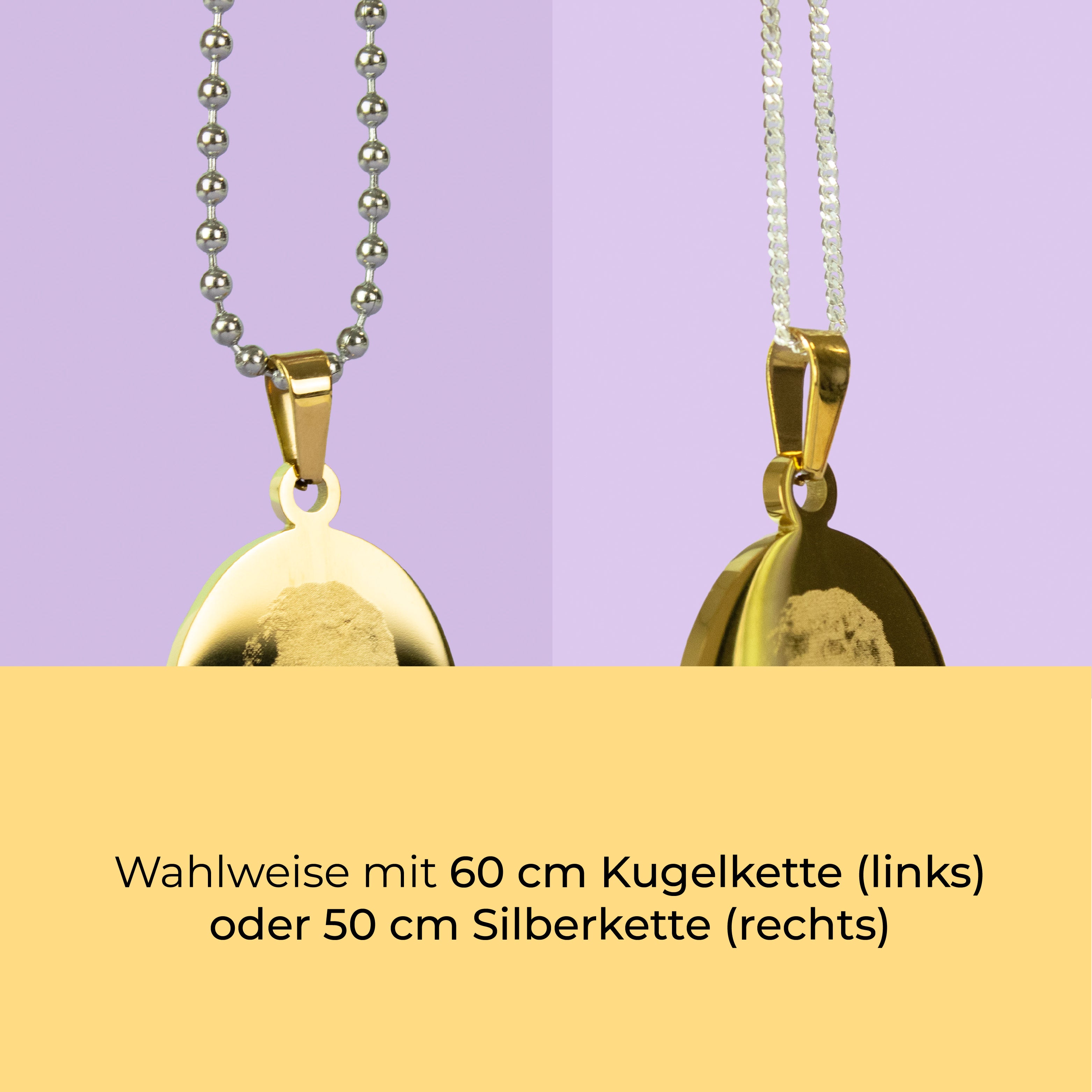 Anhänger mit Gravur | OVAL | vergoldet | Fotogravur