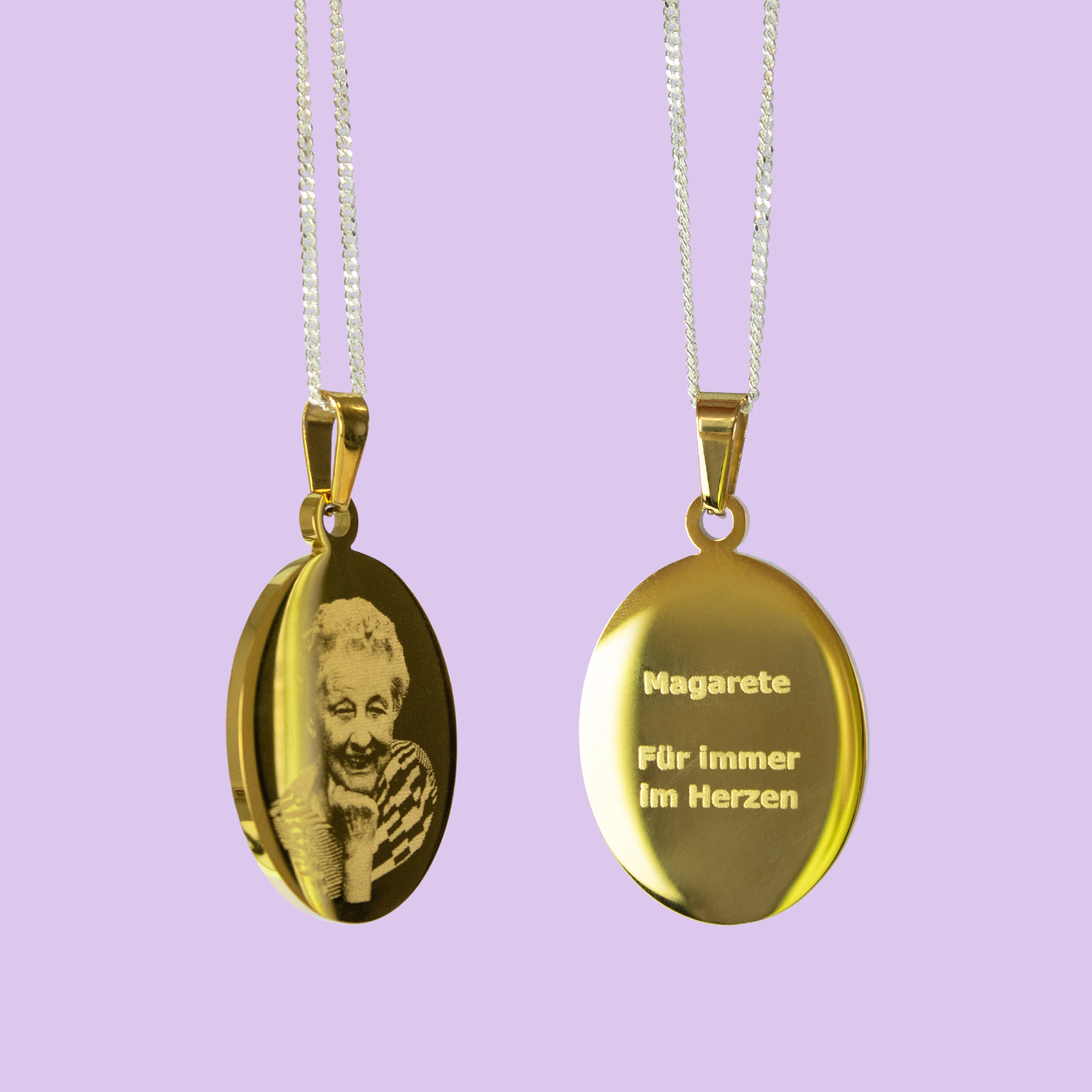 Anhänger mit Gravur | OVAL | vergoldet | Fotogravur