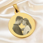 Anhänger mit Fotogravur | RUND | vergoldet