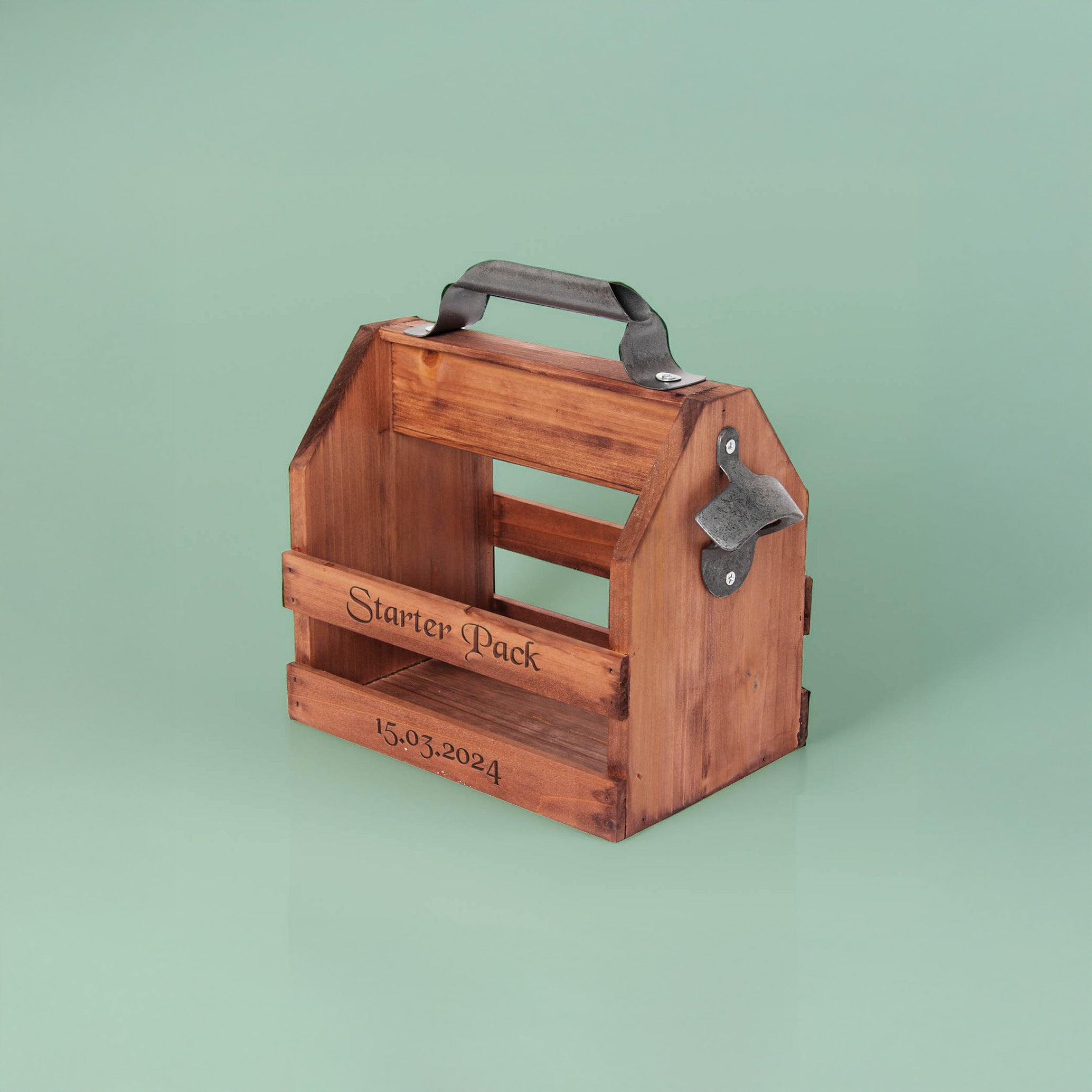 Personalisierter Bierträger mit Wunschgravur | inkl. Flaschenöffner | 6 x 0,33 L