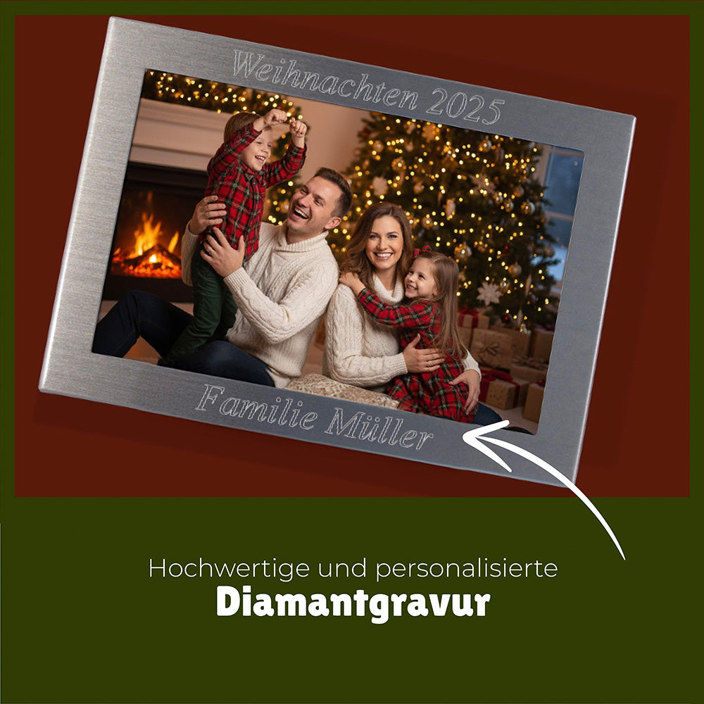 Bilderrahmen mit Gravur | Metall silbermatt