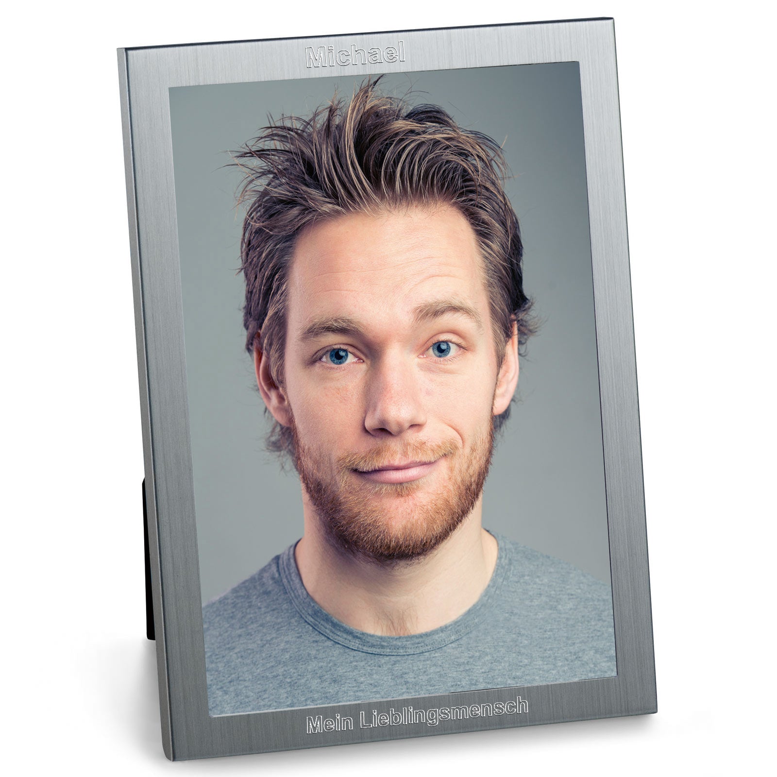 Bilderrahmen mit Gravur | Metall silbermatt