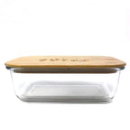 Brotdose aus Glas mit Bambusdeckel inkl. Gravur