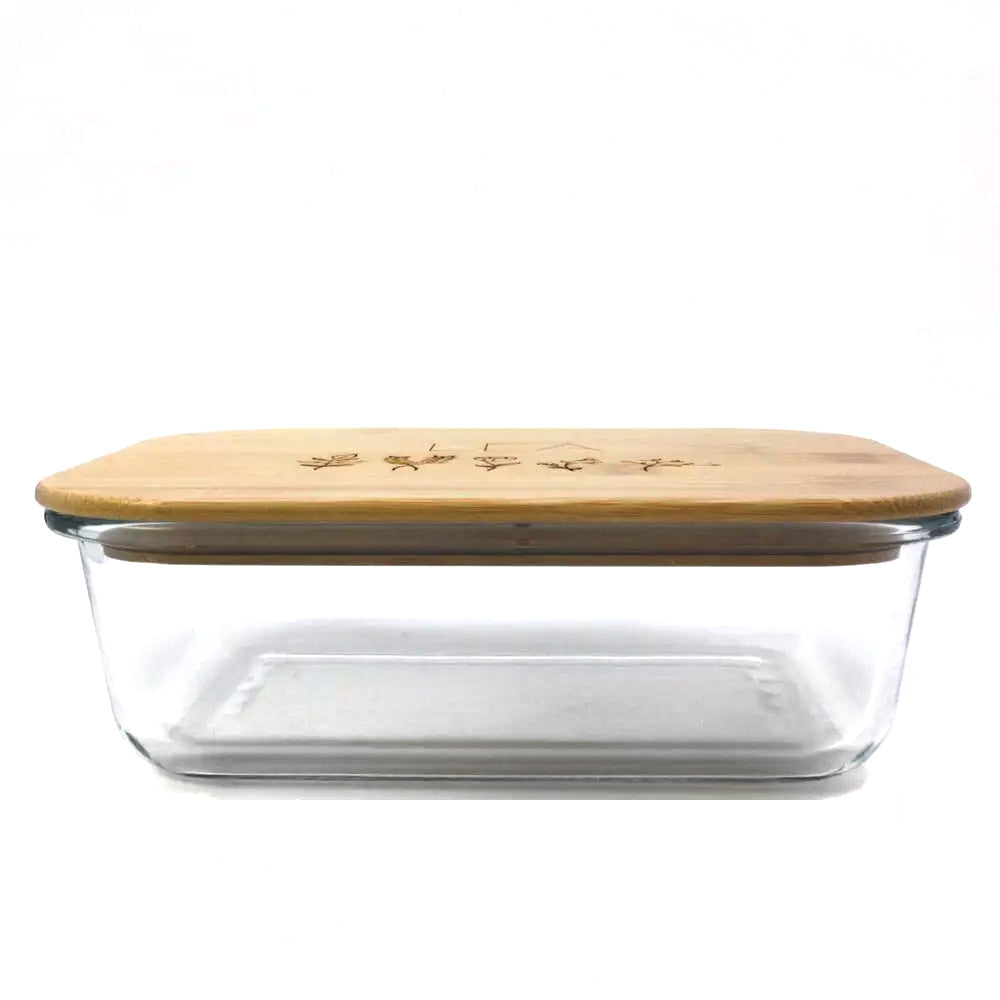 Brotdose aus Glas mit Bambusdeckel inkl. Gravur