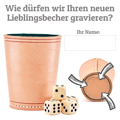 PREMIUM Würfelbecher mit Gravur inkl. 5 Würfel | Made in Germany