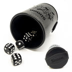 Schwarzer Würfelbecher To Go Set | Personalisiert mit Motiv & Name | Inkl. 5 Würfel