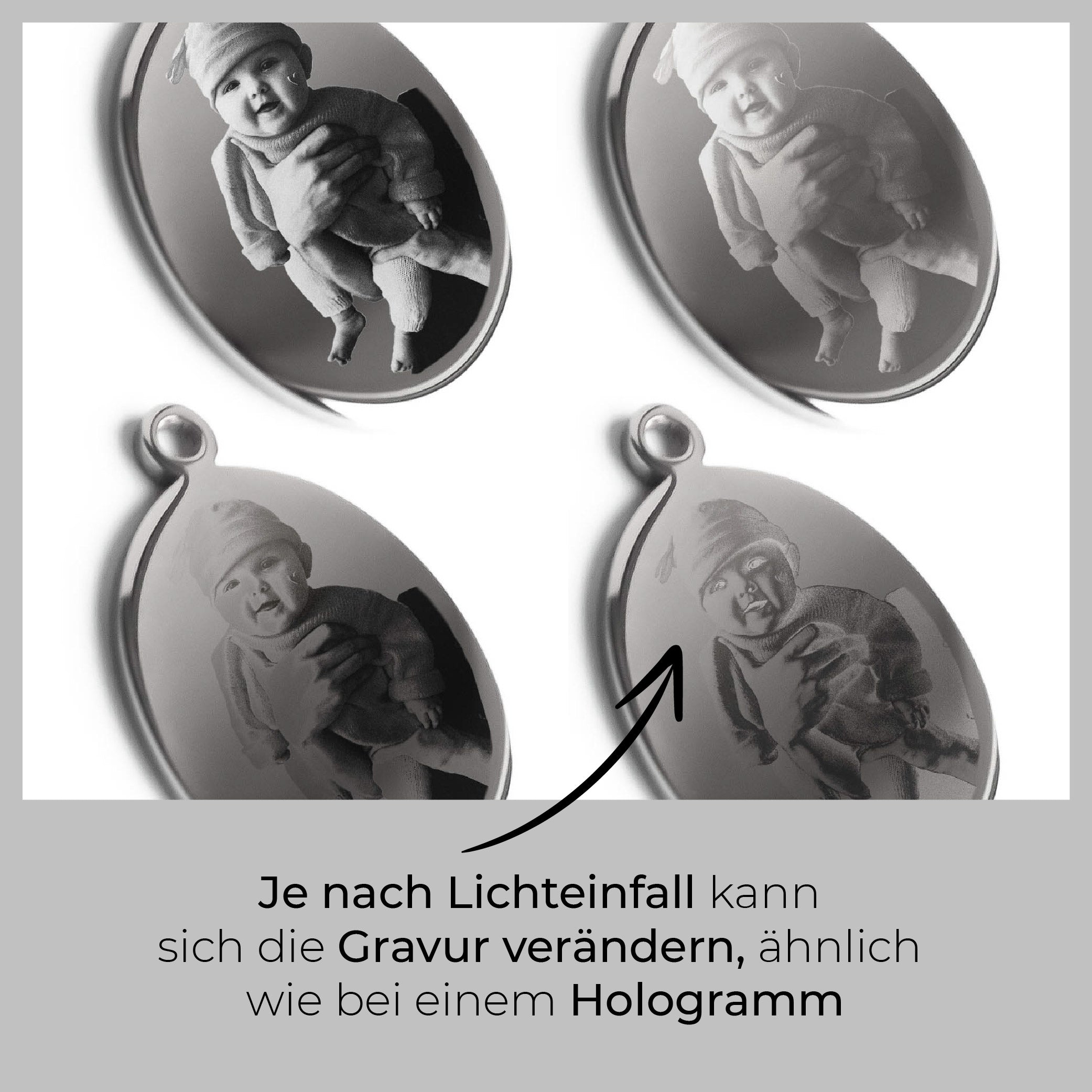Kettenanhänger mit Fotogravur | Ovaler Anhänger Gravur
