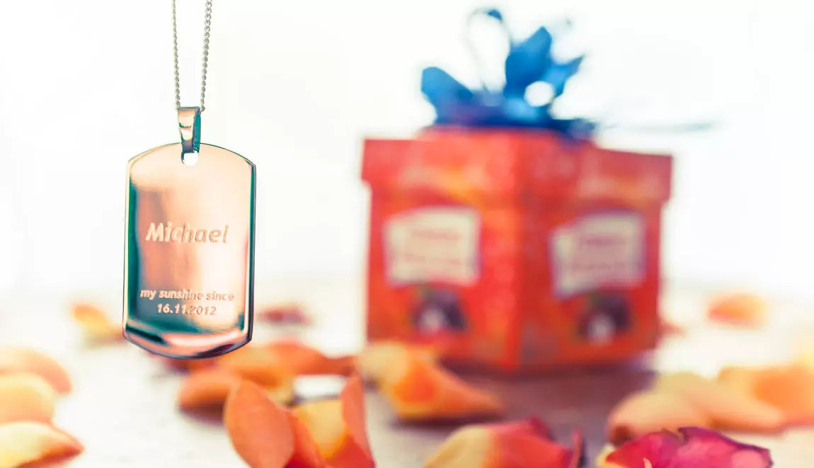 Dogtag mit Gravur | vergoldet | Fotogravur