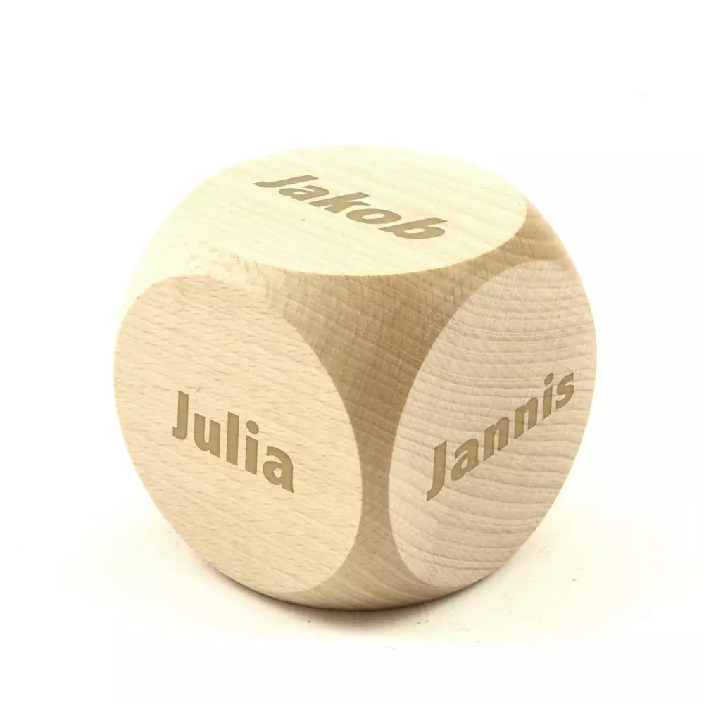 Entscheidungswürfel aus Holz 6cm - individueller Text