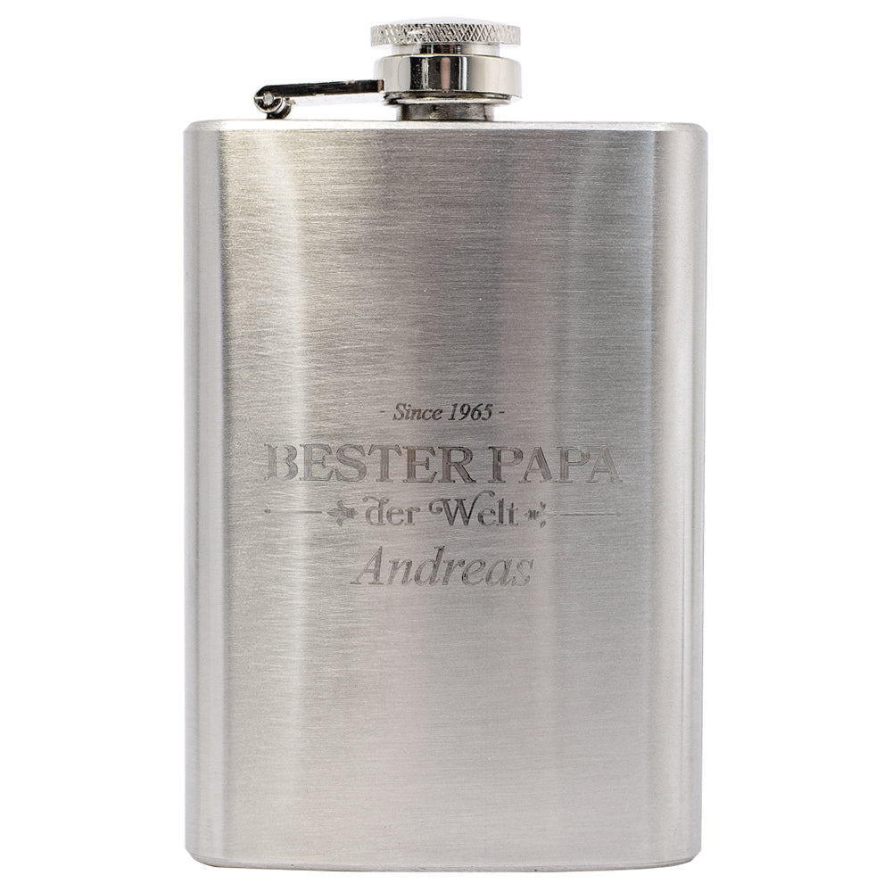 Flachmann "Bester Papa der Welt" | mit Gravur | Edelstahl